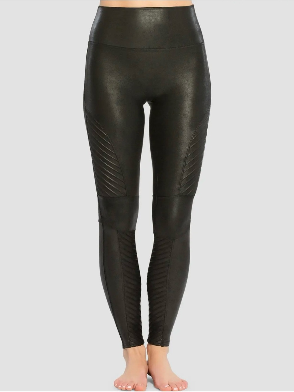 Spanx High-Waist Black Faux Leather Moto Leggings Women’s Size Medium